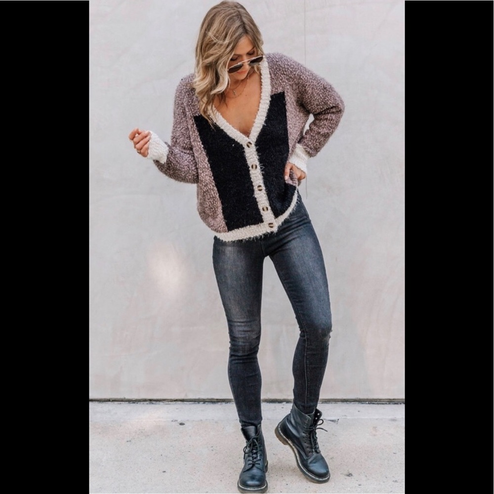 Fuzzy Love Colorblock Cardigan by Love Stitch - Picture 6 of 16
